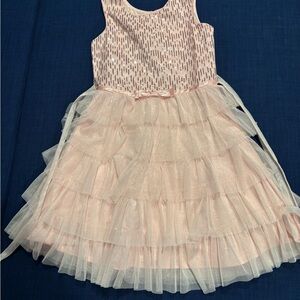 Jona Michelle Pink Sleeveless Ruffled Dress, Size 10